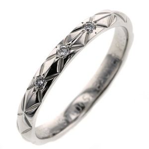 Auth CHANEL Platinum Diamond Matelasse Ring #51